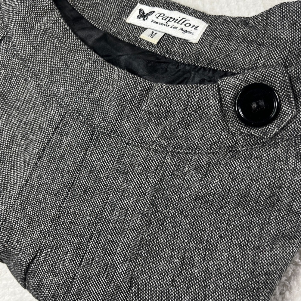 Papillon Girls Grey Wool Blend Pleated Neck Sleeveless Shift Dress Size M
